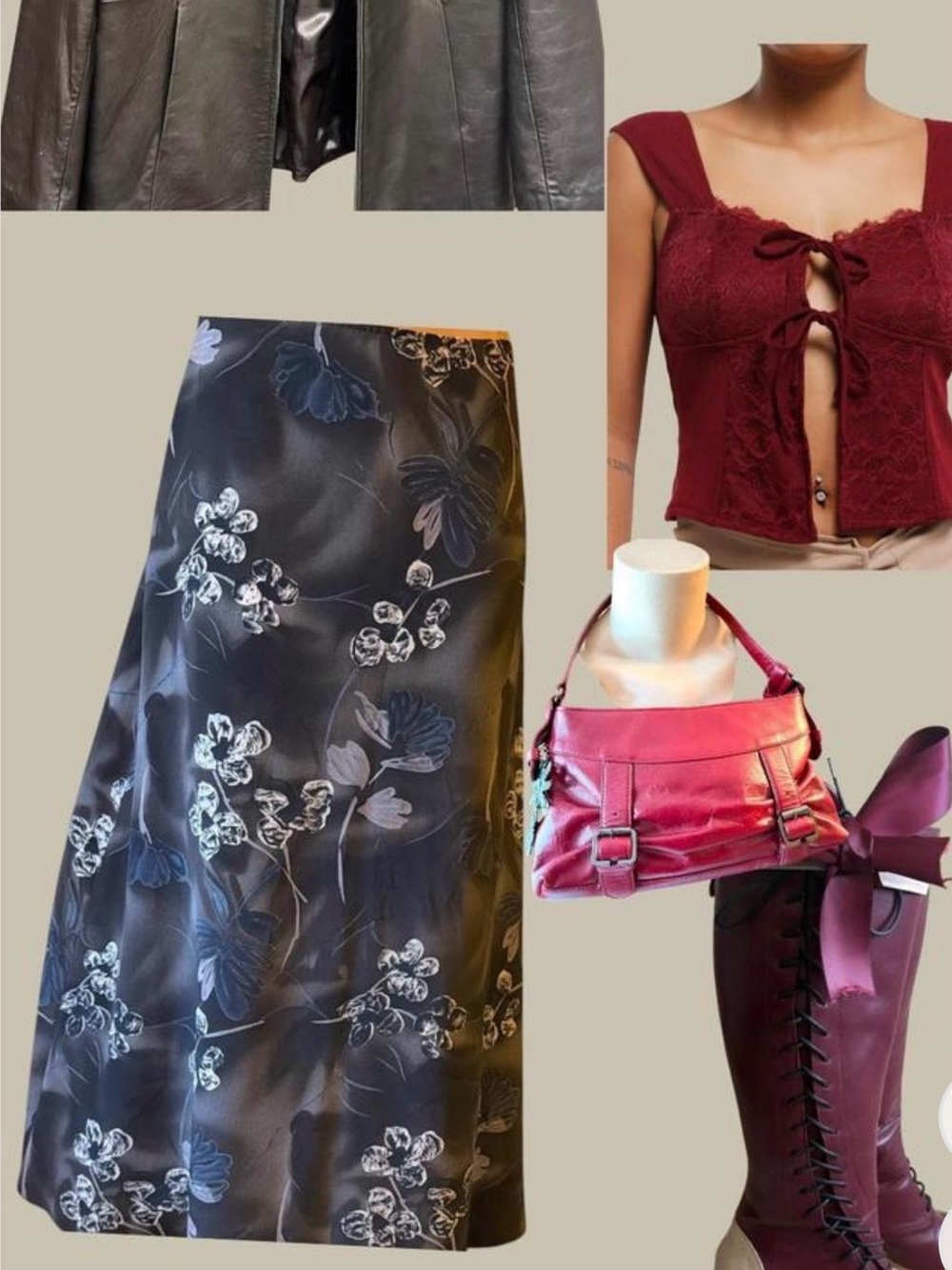 Gothic dead flower vampire funeral long maxi skirt Brown black and grey size 13
